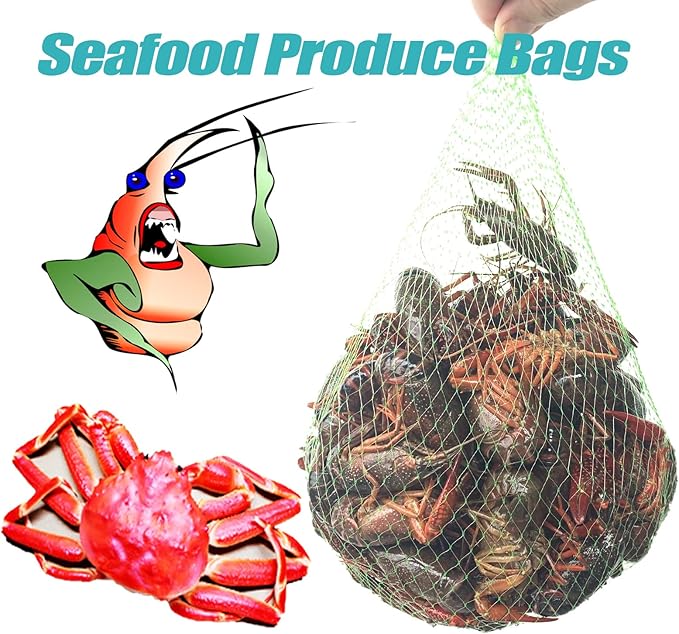 STAYWILD 100 PCS Onion Potato Garlic Storage Bag-20 Inch Seafood Boil Bags | Fruit Vegetables Reusable Mesh Produce Storage Bags | Mesh Cooking Boil Bags for Crab Clam Shellfish Crawfish