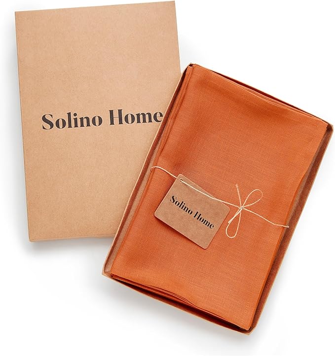 Solino Home Linen Napkins Set of 4-100% Pure Linen Persimmon Orange Dinner Napkins Cloth 20 x 20 Inch for Fall, Autumn, Thanksgiving, Christmas - Fete, Handcrafted and Machine Washable