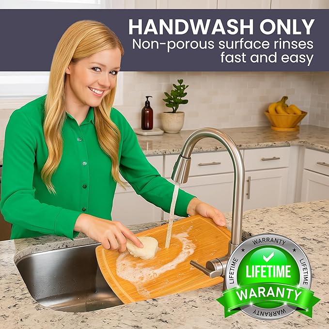 FSC® Certified Extra Large Bamboo Cutting Board Set of 3 – Featuring Glue-Free Surface™ Non Toxic Wood Cutting Boards for Safer Family Cooking and Lifetime Replacements for Peace of Mind