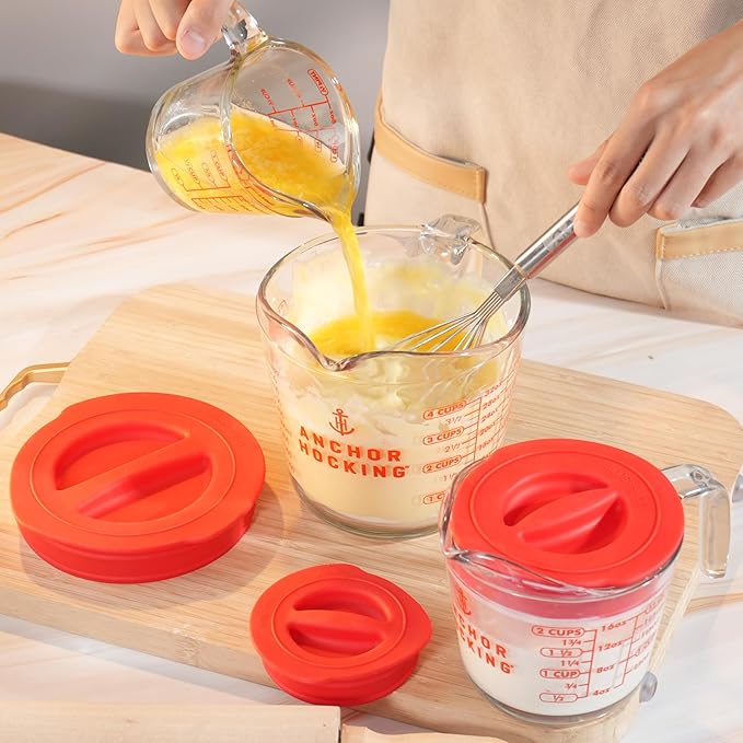 Silicone Replacement Lid Only Fit For Anchor Hocking 2-Cup/500 ML Glass Measuring Cup, Reusable & Durable, Dishwasher, Microwave Safe (Cup not Included)