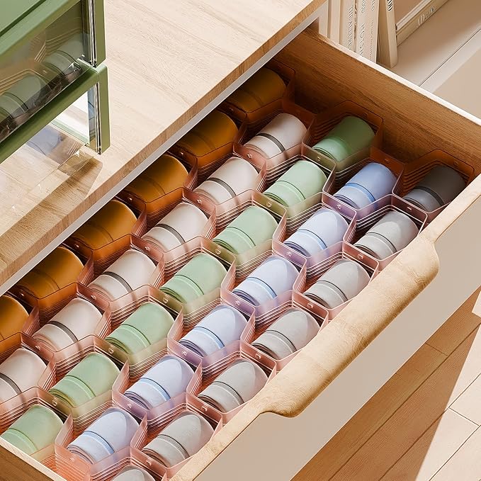 Honeycomb Separator Adjustable Drawer Organizer Divider for Underwear Belt-Scarf Socks Organizer (Pink(4pcs))