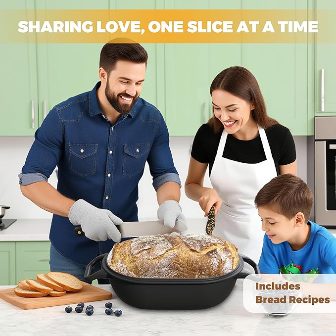 Oval Dutch Oven for Bread Baking 12 x 8 Inch, Pre-Seasoned Cast Iron Bread Oven for Sourdough, Dutch Oven Bread Loaf Pan for a Crispy Crust, 5QT