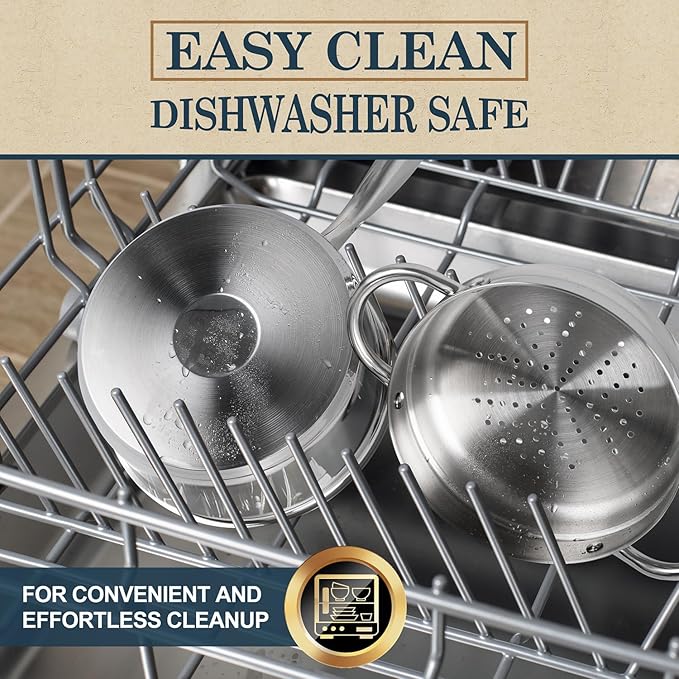 MICHELANGELO 3 Quart Saucepan with Lid & Steamer, Stainless Steel Sauce Pan with Triply Bottom, 3 QT Sauce Pot, Nonstick Saucepan Induction Compatible