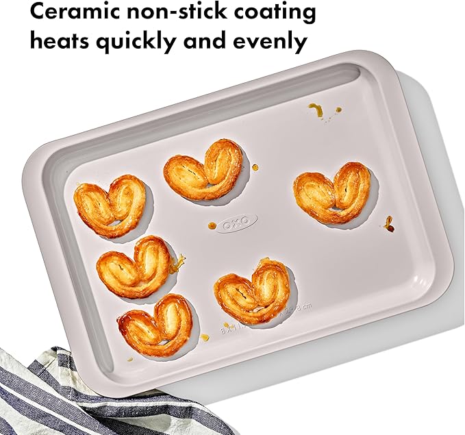OXO Good Grips Non-Stick Pro Ceramic Coated Metal Bakeware Quarter Sheet Pan – Biscuit