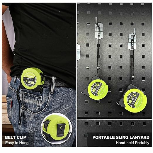 HAUTMEC Tape Measure 25ft with Dual Scale Metric and Imperial 1/8 Fractions Measuring Tape Compact Economical for Home DIY Renovations Crafting Quick Fixes HT0325-TM