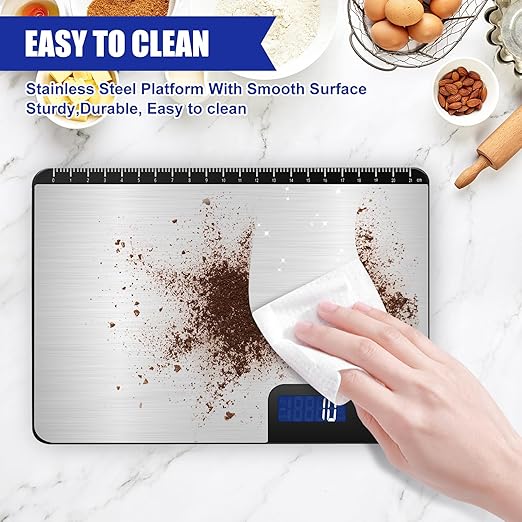 Large Food Scale Digital 15kg, Kitchen Scales with Customized Auto Shut Off Time Setting 3, 10 & 60 Mins, Weight Balance with 1g Accuracy and LCD Display, Grams and Oz for Home Use