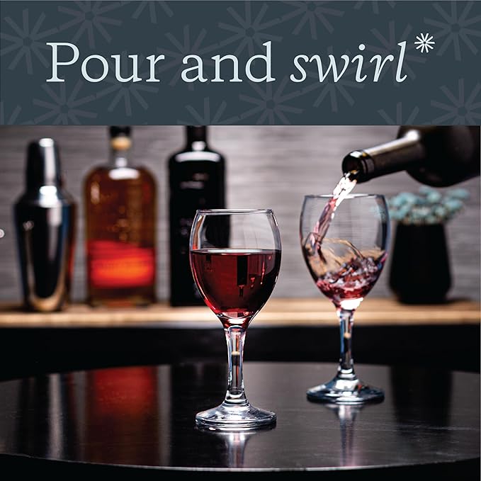 Vikko 8.5 Ounce Small Wine Glasses, Set of 6, Clear Glass, Durable Stem, Dishwasher Safe