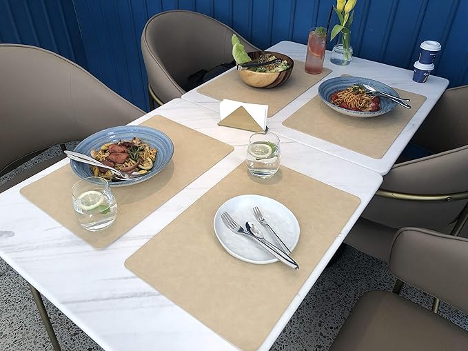 Faux Leather Placemats, Set of 4 PU Table Mats, Easy to Clean, Heat & Stain Resistant for Office Conference Table,Dining Home Decor