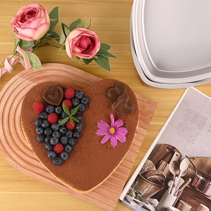 HUAKENER 10 Inch Heart Cake Pan, Set of 2 Heart Shaped Cake Pans with 60 Pieces Parchment Paper, Non-stick Cake Baking Pans for Kitchen Birthday Wedding