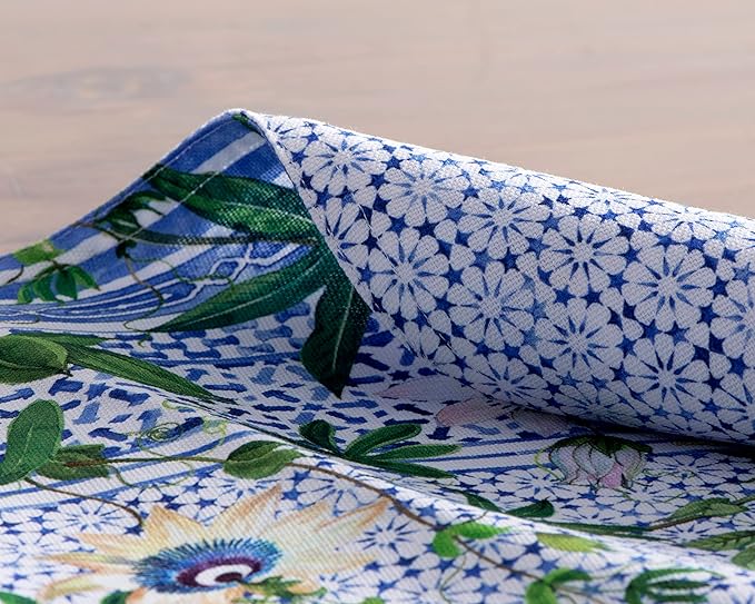 Maison d' Hermine Placemats Set of 4 100% Cotton Washable Cloth Place Mats, Reusable Table Mats for Kitchen Dining Decoration, Party, Wedding, Restaurant Spring/Summer (Passiflora, 13" x 19")