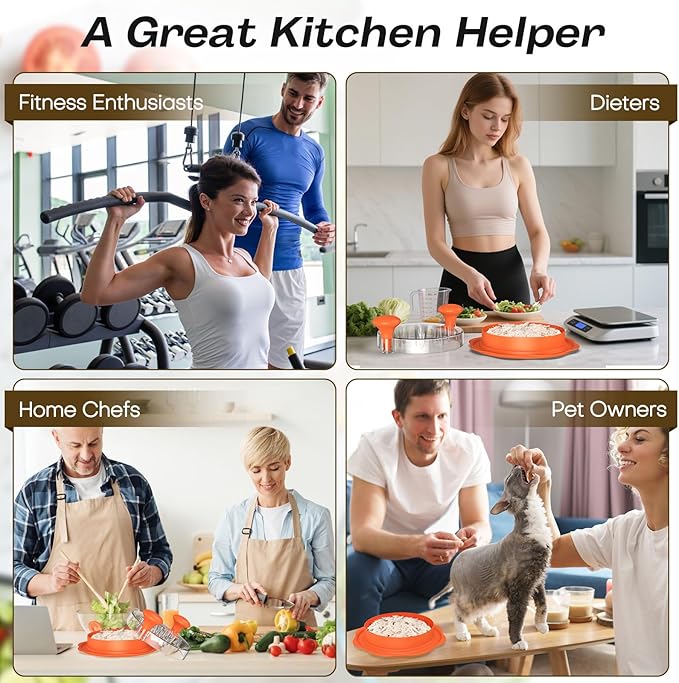 10'' Pro Chicken Shredder Tool Twist Large for Kitchen, BPA-Free Food-Safe Meat Grinder, Visible Chicken Breast Meat Shredder with Strong Anti-Slip Bottom & Ergonomic Handle, Orange