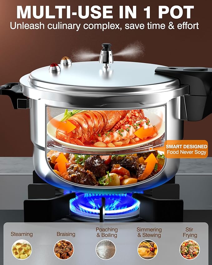 WantJoin 16Qt Aluminum Pressure Cooker w/Release Valve & Multiple Protective Devices,Pressure Canner Compatible with Gas & Induction Cooker,Canner Rack Included
