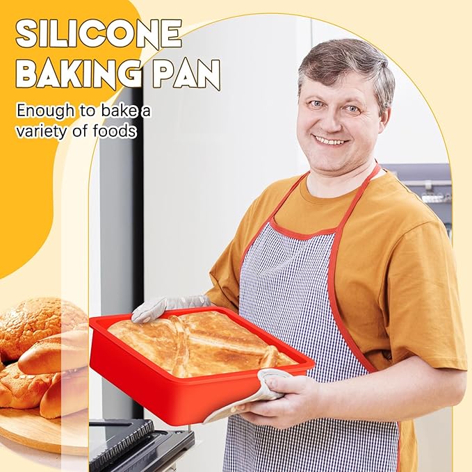 Geetery Set of 4 Silicone Square Cake Pan Silicone Brownie Pan Nonstick Baking Mold for Muffin Bread Rice Crispy Lasagna Pie, Red(6 x 6 x 2 Inches)