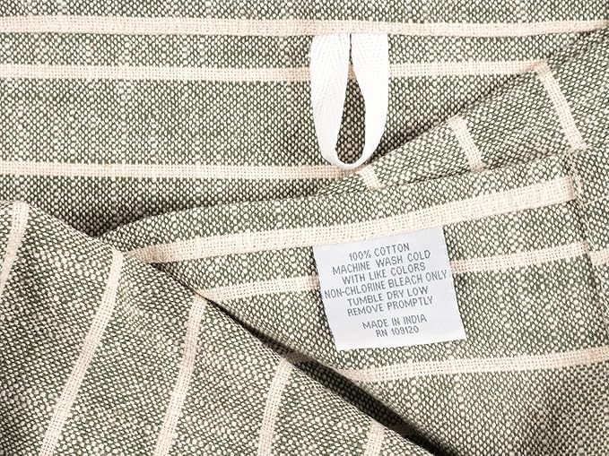 KAF Home Natural Rustic Farmhouse Slubbed Kitchen Towel | 100% Cotton Dish Towel, 18 x 28 Inches | Soft and Absorbent (Olive, Set of 4)