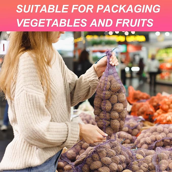 uxcell 100PCS Reusable Mesh Produce Bags, 11.8 Inches Egg Hatching Bags Washable Breathable Fruit Net Stretchable Mesh Netting Storage for Seafood Vegetable Onion Grocery Shopping, White