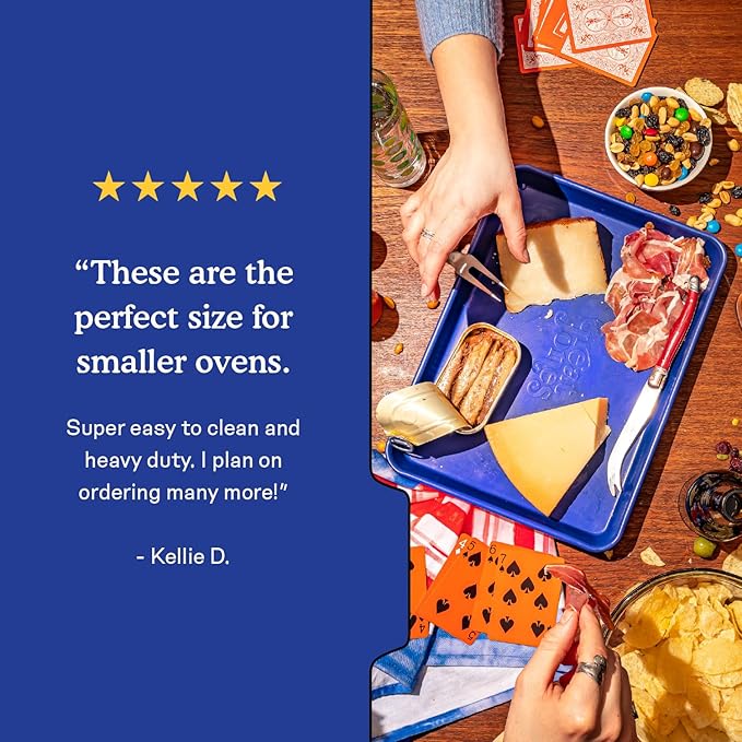 Great Jones Little Sheet (Blueberry) | Jelly Roll Pan, Quarter Sheet Pan | Aluminized Steel,13.5" x 9.5" | For Baking, Roasting, & Broiling | Premium Bakeware with Even Heat Distribution