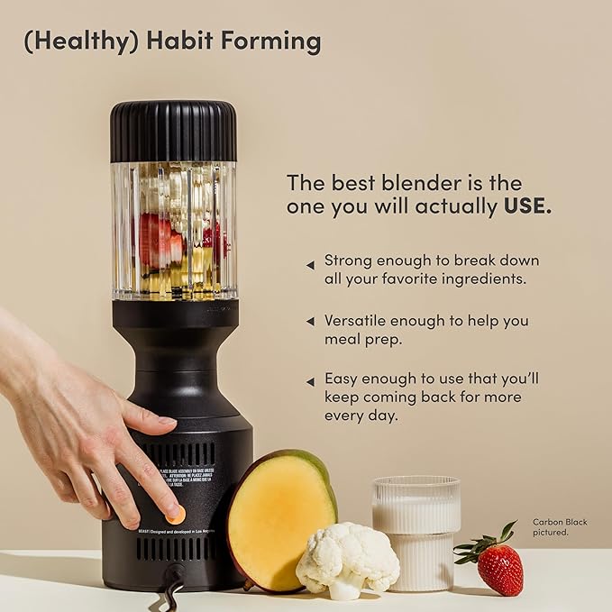 Beast Mega 1200 | Premium Countertop Blender | Smoothies, Shakes, Sauces, Dips, Soups | Blends Ice and Frozen Fruit | Includes Extra Lids and Straw System | 1200W | (Carbon Black, 120V)