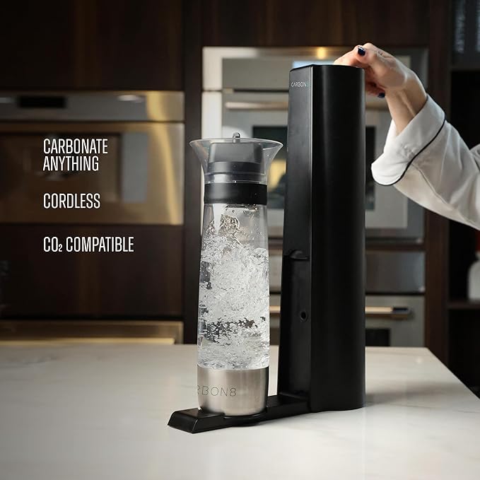 The Carbon8 Pulse Soda Maker Machine, Premium OmniFizz Sparkling Water Maker, Seltzer & More, Soda Stream Machine for Home, Water Carbonator, Fizz Infuser (CO2 Cylinder Not Included), Black