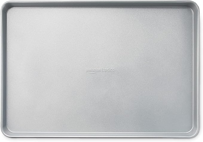 Amazon Basics Ceramic Nonstick Baking Sheet & Cooling Rack Set, Non-Toxic, Half Sheet Size - 1 Pack, Gray