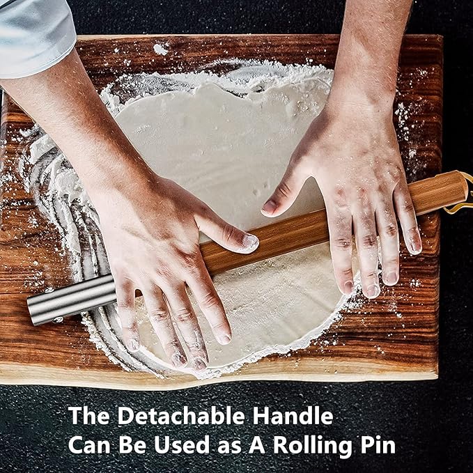 Q Pizza Perforated Pizza Peel 14" with Detachable Long Handle for Grill Oven, Large Pizza spatula Turning Paddle, Oven Accessory for Baking Bread Pastry Dough Pie Cake, Aluminium