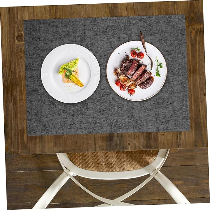 2pcs Reversible Faux Leather Placemats Heat Resistant Non-Slip Dining Table Mats with Spillproof Surface for Indoor Outdoor Use