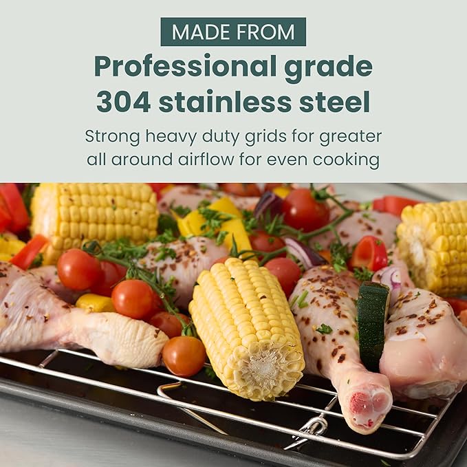 Ultra Cuisine Heavy Duty 3 Tiers, 16" x 10" Cooling Rack for Cooking and Baking - Professional Grade Premium 100% Stainless Steel Baking Rack & Wire Cooling Mesh - Dishwasher Safe - Pack 3