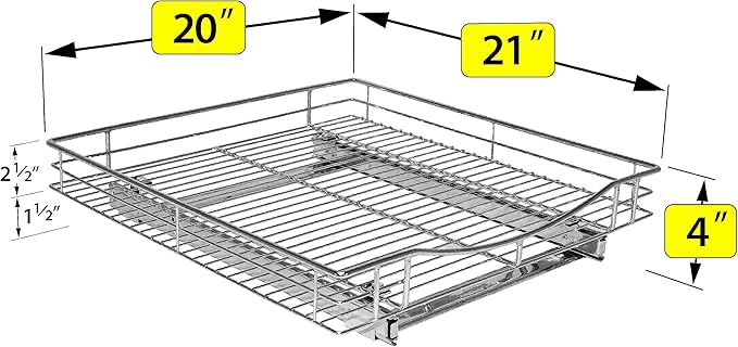 LYNK PROFESSIONAL® Pull Out Cabinet Organizer, 20" x 21" Slide Out Drawers for Kitchen Cabinets - Sliding Pull-Out Pantry Shelves – Home Shelf Organizers - Lifetime Ltd. Warranty, Chrome