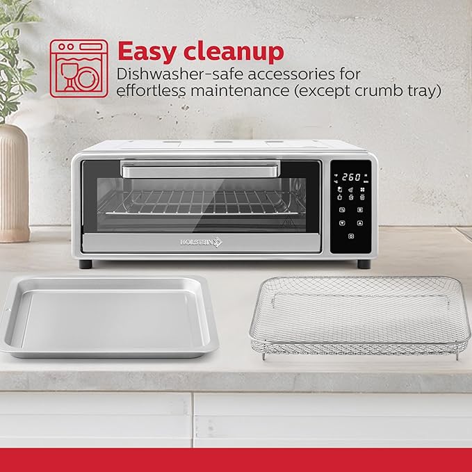 Holstein Housewares 12-Inch Pizza Air Fryer Oven – 600°F Countertop Convection Oven with Hot Air Technology for Baking, Frying & Roasting – Compact, Multi-Function, Energy-Efficient Design