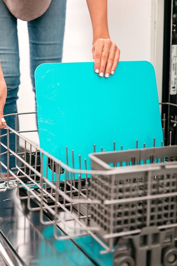 Dexas Heavy Duty Cutting Board Grippmat, Flexible Cutting Boards for Kitchen, Set of 4, Non Slip Plastic Board Cutting Mat 11.5 by 14 inches, Bright Blue, Yellow, Orange and Pink Set Kitchen Gadgets