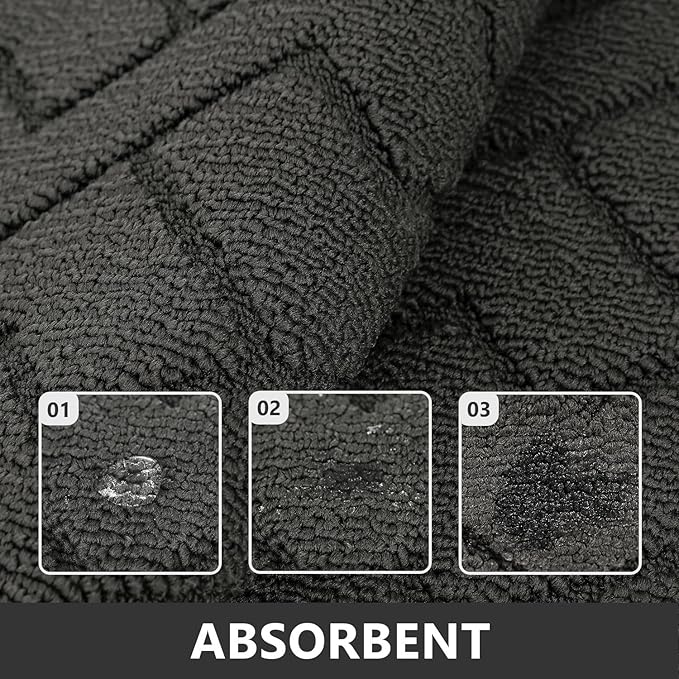 hicorfe Kitchen Rugs and Mats Sets,2 Pieces Super Absorbent Polypropylene Non-Slip Rug,Soft Comfort Floor Mat,Machine Wash for Kitchen,Hallway,Office,Sink,Laundry(20" x 31.5"+20" x 59",Charcoal)