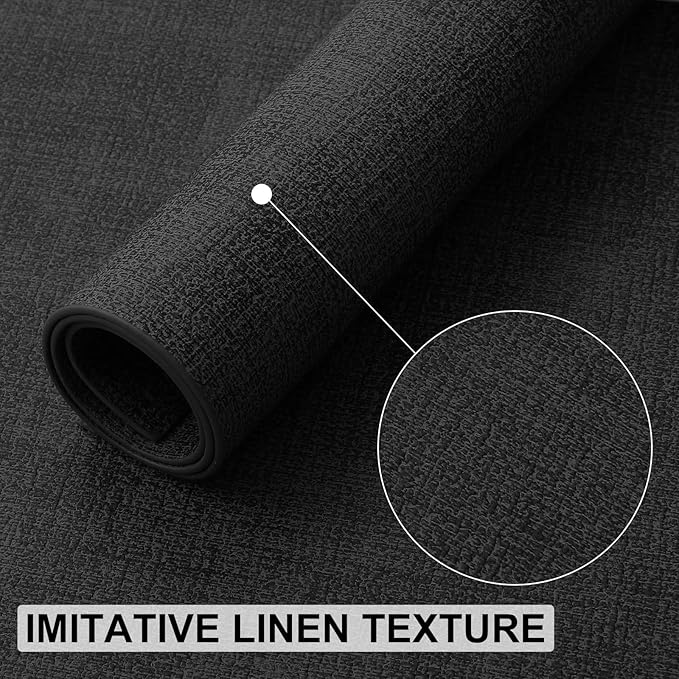 homing Faux Leather Heat Resistant Placemats 4 Packs, Waterproof Wipeable Dining PU Place Mats for Indoor & Outdoor, Easy to Clean, Black