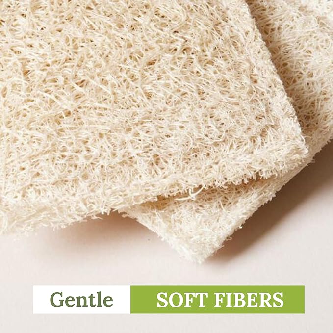 Natural Loofah Dish Sponge (Pack 30) Multipurpose Dish Sponges - 100% Biodegradable Compostable Dishwashing Scouring Pad Zero Waste (2.75" x 2.75" Each)