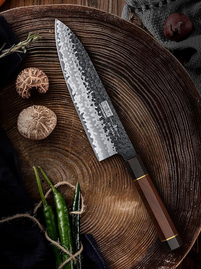 HOSHANHO 8 Inch Japanese Gyuto Chef Knife, 9 Layers 10Cr15CoMoV High Carbon Steel Kitchen Knife, Professional Hand Forged Cooking Knife with Ergonomic Rosewood Handle