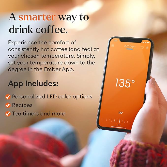 Ember Temperature Control Smart Mug 2, 10 Oz, App-Controlled Heated Coffee Mug with 80 Min Battery Life and Improved Design, Stainless Steel