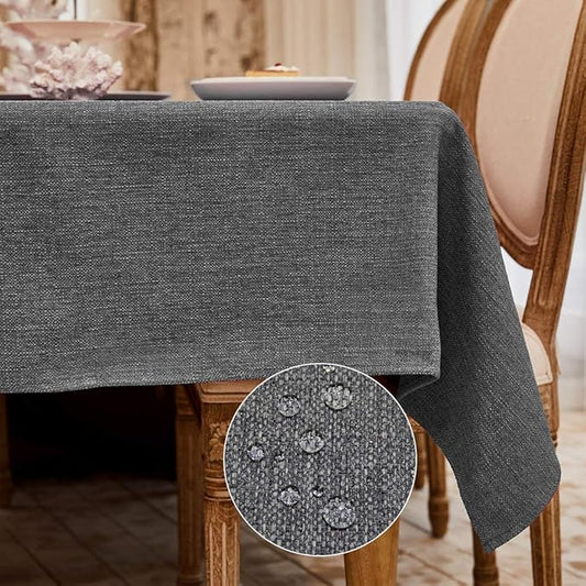 Table Cloth Rectangle Table Cover 55x71 Inches Faux Linen Wrinkle Free and Waterproof Gray Rectangle Tablecloth for Kitchen Dining Party Buffet Wedding