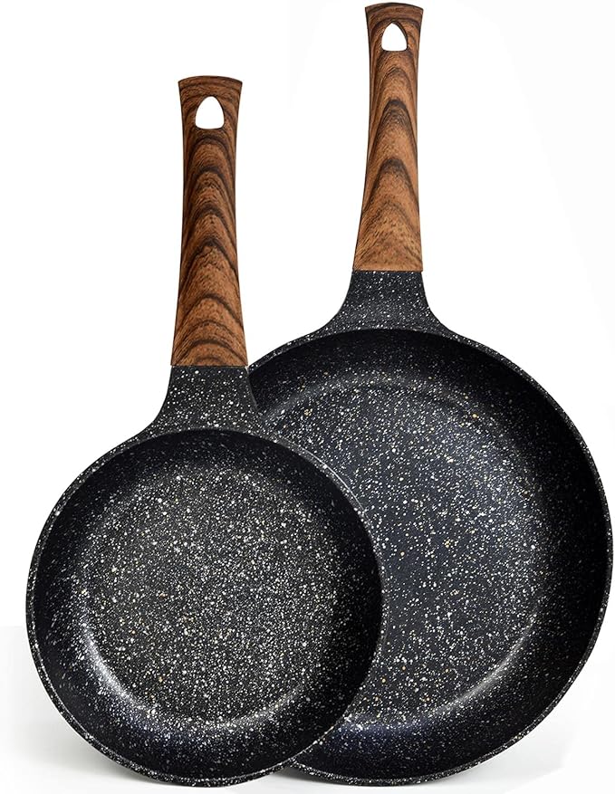 Nonstick Frying Pan Set, No Stick PFOA-Free Granite Coating Non Stick Skillets Chef's Pan, 10 in 11 in Egg Pans for Family, Gift Cookware Pan Set for Gas Stove, Induction Top