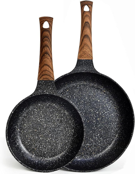 Nonstick Frying Pan Set, No Stick PFOA-Free Granite Coating Non Stick Skillets Chef's Pan, 10 in 11 in Egg Pans for Family, Gift Cookware Pan Set for Gas Stove, Induction Top