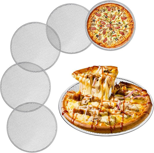 6 Pcs Aluminum Alloy Pizza Screen, 12 Inch Pizza Tray Pizza Pan for Oven Round Pizza Crisper Pan Pizza Baking Screen for Home Kitchen, BBQ, Seamless