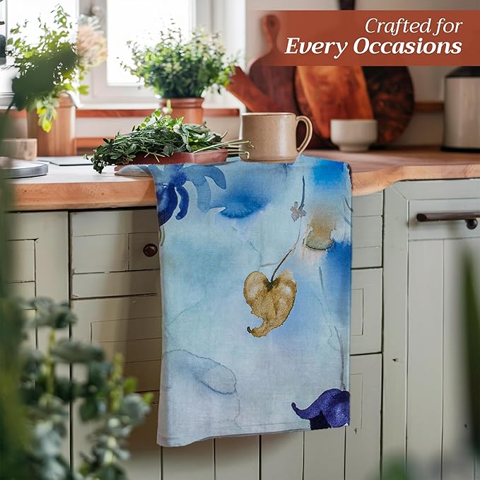 Maison d' Hermine Kitchen Towels Set of 2 100% Cotton 27.50" x 20" Reusable Cloth Tea Dish Towels Absorbent with Hanging Loop for Kitchen, Dining, Cocktail Parties Spring/Summer (Lazy Summer Days)