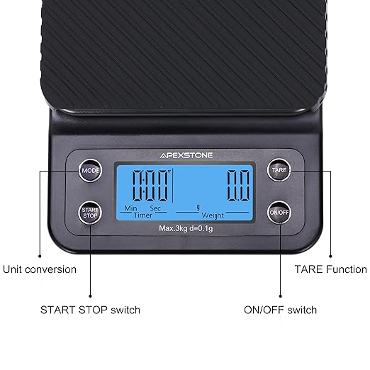 Coffee Scale with Timer Small, Apexstone Espresso Scale with Timer Small, Espresso Coffee Scale with Timer for Pour Over Coffee (Batteries Included)