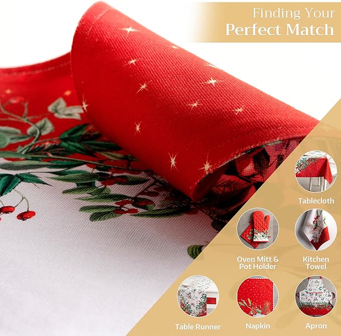 Maison d' Hermine Placemats Set of 4 100% Cotton Washable Cloth Place Mats, Reusable Table Mats for Thanksgiving Christmas Decorations Kitchen Dining Party Wedding Restaurant (Noel, 13" x 19")