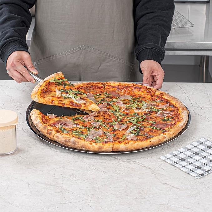 Restaurantware-Eco Pie 18 Inch Paper Pizza Trays, 25 Round Pizza Pans - Oven-Ready, Microwavable, Black Paper Pan For Large-Sized Pizzas, For Baking, Cooking, Bread, Meat, Or Pies