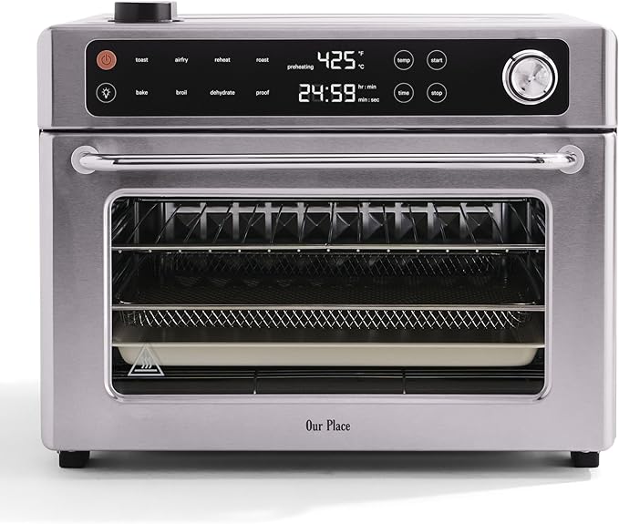 Our Place Large Wonder Oven Pro | 8-in-1 Digital Countertop Oven with Large 32Qt quarts | Non-toxic, Fast Quartz Heating | Air Fry, Toast, Roast, Bake, Broil, Reheat & Dehydrate | Stainless Steel