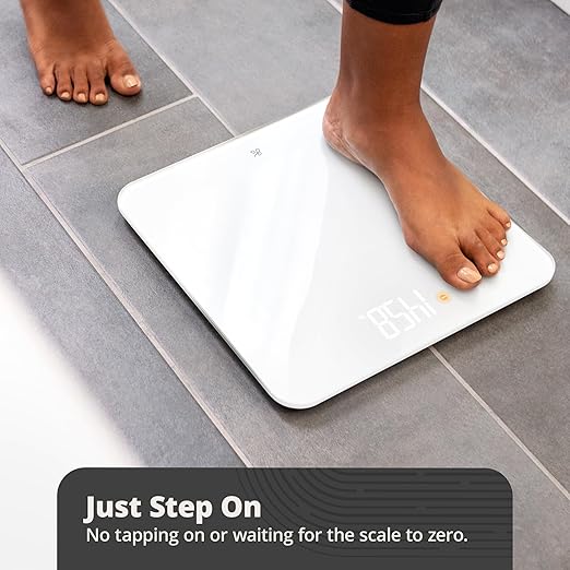 Greater Goods Digital AccuCheck Bathroom Scale for Body Weight, Capacity up to 400 lbs, Batteries Included, White