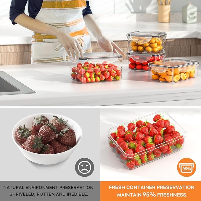 52 PCS Food Storage Containers with Lids Airtight (26 Containers & 26 Lids), Plastic Storage Meal Prep Container-Stackable 100% Leakproof & BPA-Free Organization and Storage Set, Lunch Containers