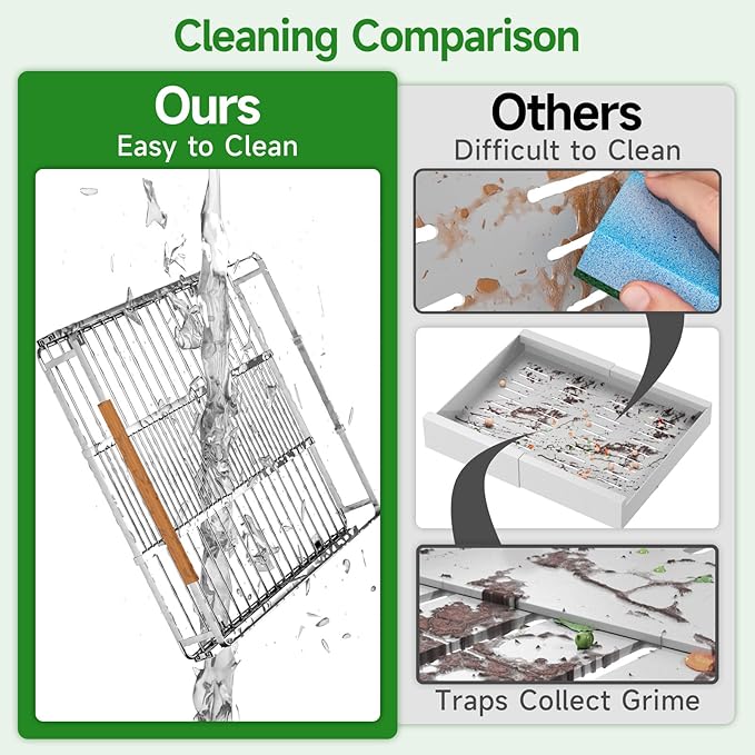 Expandable Pull Out Drawer Cabinet Organizers, Heavy Duty Slide Out Storage Shelf for Home Kitchen Pantry Cupboard Pots Pans, Adjustable Width from 17.2"~28.1", Stainless Steel 2 Pack