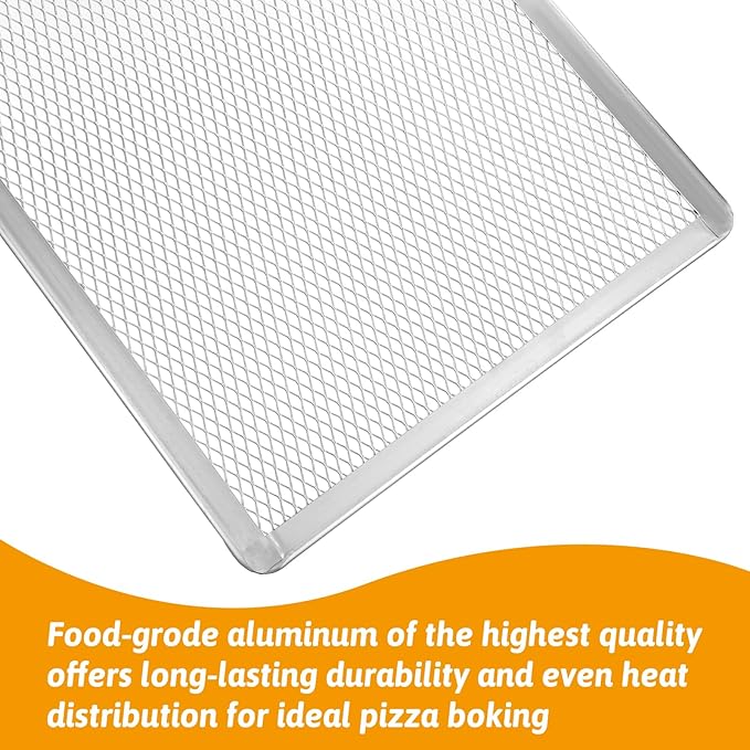 Pizza Screen 11 x 15.6 Inch 2 Pack Rectangular Aluminum Pizza Pan Restaurant-Grade Flatbread Screen Pizza Crisper Pan,Oven-Safe