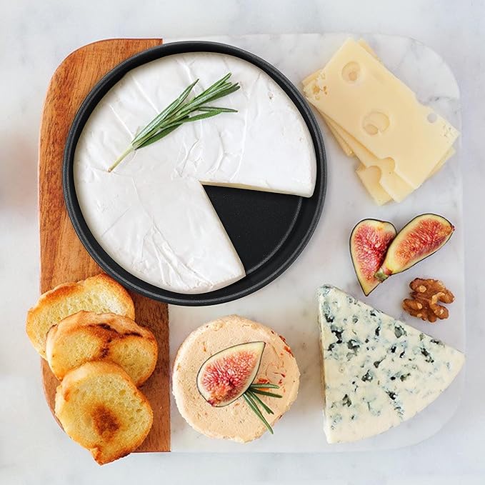 Herogo 8 Inch Cake Pan Set of 2, Stainless Steel Black Nonstick 3'' Deep Round Baking Pan, for Birthday Wedding Layer Cake Bakeware, Non Toxic, Oven & Dishwasher Safe