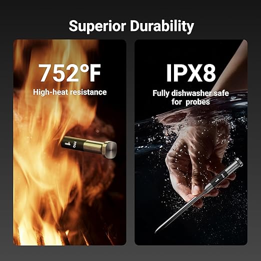 ThermoMaven Wireless Bluetooth Smart Meat Thermometer: Standalone Base, WiFi Thermometer with Sub-1G, 6 Sensors NIST Certified Accuracy, 4 Probes, for Kitchen, BBQ, Grill, Oven, Smoker, Rotisserie