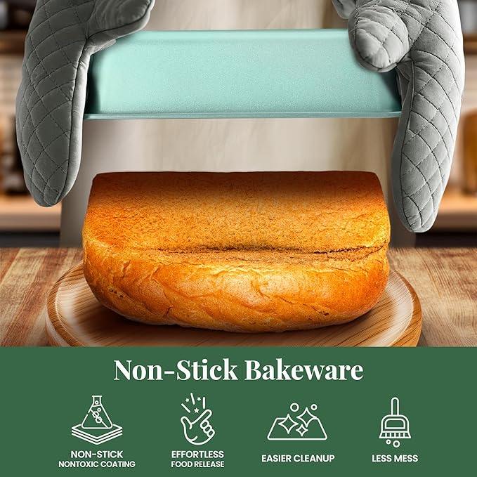 Larder & Vine 8-Piece Bakeware Set | Non-Stick Baking Set with Ceramic Finish | PFAS, PFOA, PTFE, and BPA Free Baking Essentials | Baking Sheets, Muffin Tins and Assorted Baking Pans | Sage